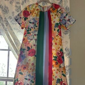 Frances Valentine Colorful Floral Stripe Dress